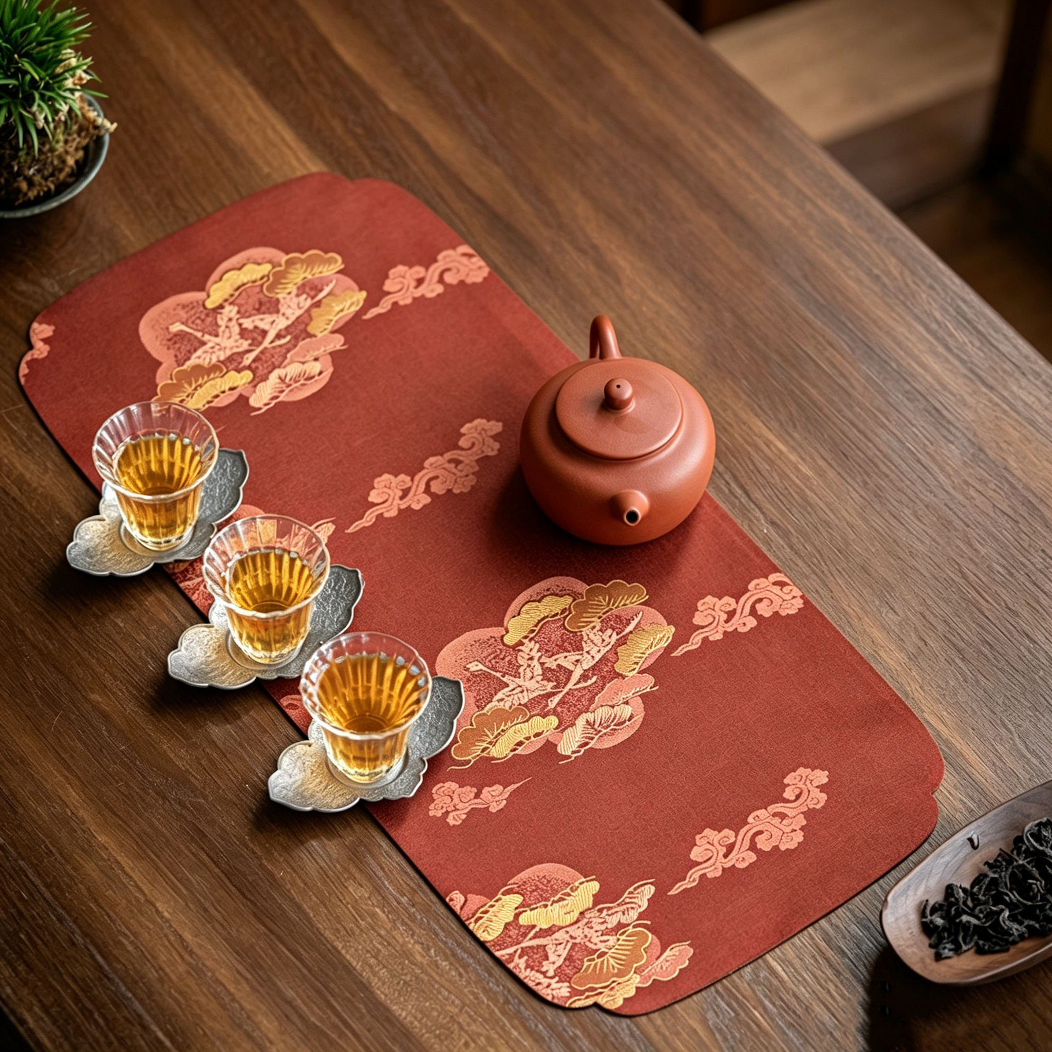 Pine Crane Brocade Absorbent Tea Mat